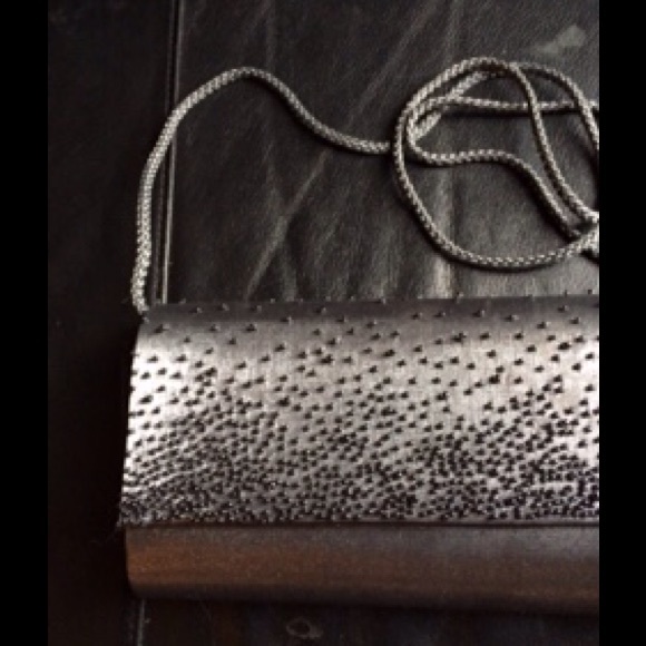 Grey Clutch with Beaded Embellishments - Picture 2 of 4
